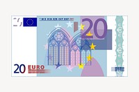20 Euro bill clipart, illustration vector. Free public domain CC0 image.