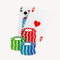Poker game clipart, collage element illustration psd. Free public domain CC0 image.