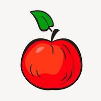 Red apple clip art color illustration. Free public domain CC0 image.