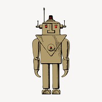 Cute robot color drawing illustration. Free public domain CC0 image.