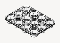 Muffin pan collage element, baking equipment illustration vector. Free public domain CC0 image.