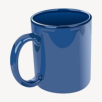 Realistic blue mug collage element, object illustration vector. Free public domain CC0 image.