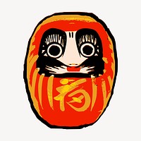 Japanese Daruma doll illustration. Free public domain CC0 image.