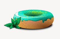 Green donut illustration. Free public domain CC0 image.