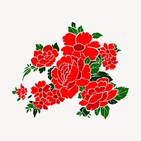 Red flowers collage element, nature illustration vector. Free public domain CC0 image.