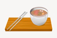 Japanese ramen collage element, food illustration psd. Free public domain CC0 image.