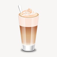Latte collage element, coffee illustration vector. Free public domain CC0 image.