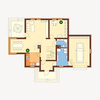 House plan clipart, architecture illustration psd. Free public domain CC0 image.