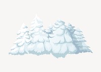 Snowy pines illustration. Free public domain CC0 image.