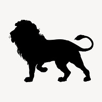 Silhouette lion clipart, wild animal illustration vector. 