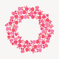Pink floral wreath clipart, nature illustration vector. Free public domain CC0 image.