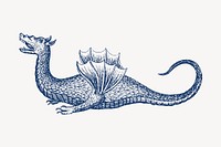 Vintage dragon, mythical creature illustration