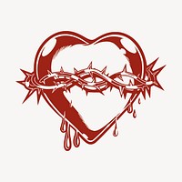 Bleeding heart collage element, goth illustration vector
