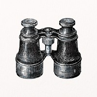 Binoculars watercolor clipart, travel object illustration psd