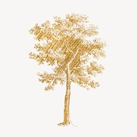 Golden tree clipart, nature vintage illustration