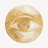 Gold eye clipart, aesthetic mystical art psd