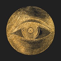 Gold eye clipart, aesthetic mystical art psd