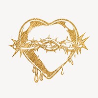 Sacred heart gold sticker, aesthetic illustration vector