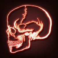 Neon skull clipart, Halloween aesthetic illustration psd