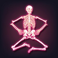 Pink skeleton neon, Halloween aesthetic illustration