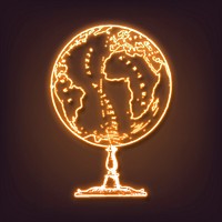 Golden globe neon, education aesthetic illustration