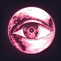 Pink eye etching neon, vintage aesthetic illustration