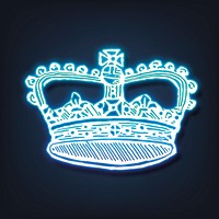 Crown,  blue neon, object aesthetic illustration