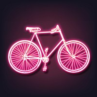Aesthetic bicycle neon sticker, pink illustration vector