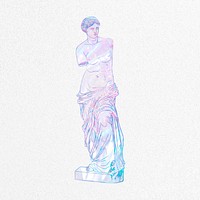 Aesthetic Greek statue clipart, vintage holographic illustration