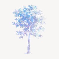 Tree holographic clipart, botanical aesthetic illustration vector