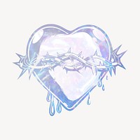 Sacred heart holographic clipart, aesthetic illustration vector