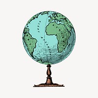 Globe, vintage educational illustration