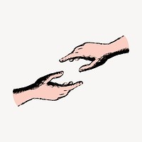 Aesthetic helping hands, charity vintage illustration