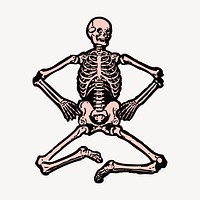 Aesthetic skeleton, Halloween vintage illustration