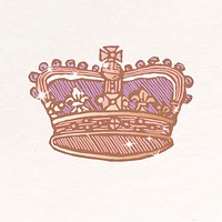 Purple crown aesthetic clipart, glittery illustration psd