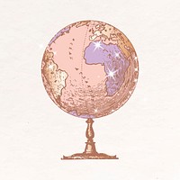 Globe aesthetic clipart, education glittery illustration psd
