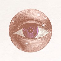 Sparkly observing eye, mystical aesthetic illustration