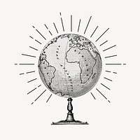 Globe clipart, vintage geography drawing vector