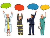 Children with Dream Job Concepts and Speech Bubbles