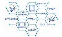Technology data system hexagon graphic