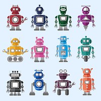 Illustration of robot icons set