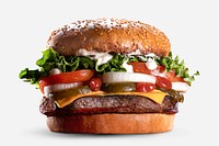Hamburger sticker, food design psd