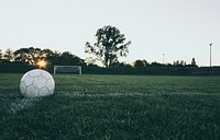 White soccer ball in the field