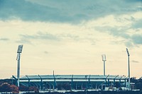 Foot ball stadium with lights and the sky