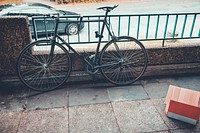 Bike chained to the railings