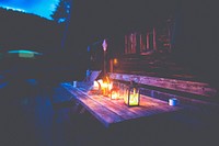 Outdoor dinner table in the dark