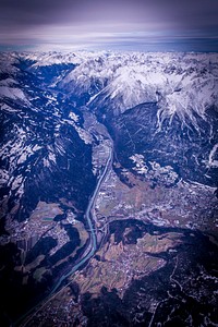 Aerial view of the alps from west to east