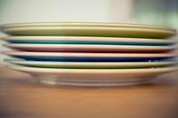 Stacked colorful plates