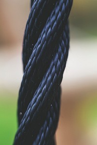 Close up of a dark nylon cord