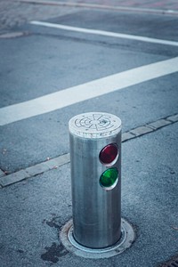 Stainless bollards with red and green lights